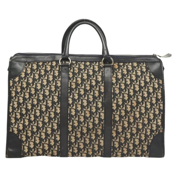 Christian Dior Trotter Canvas Hand Bag Navy Gold Auth 126103 - Picture 3 of 16